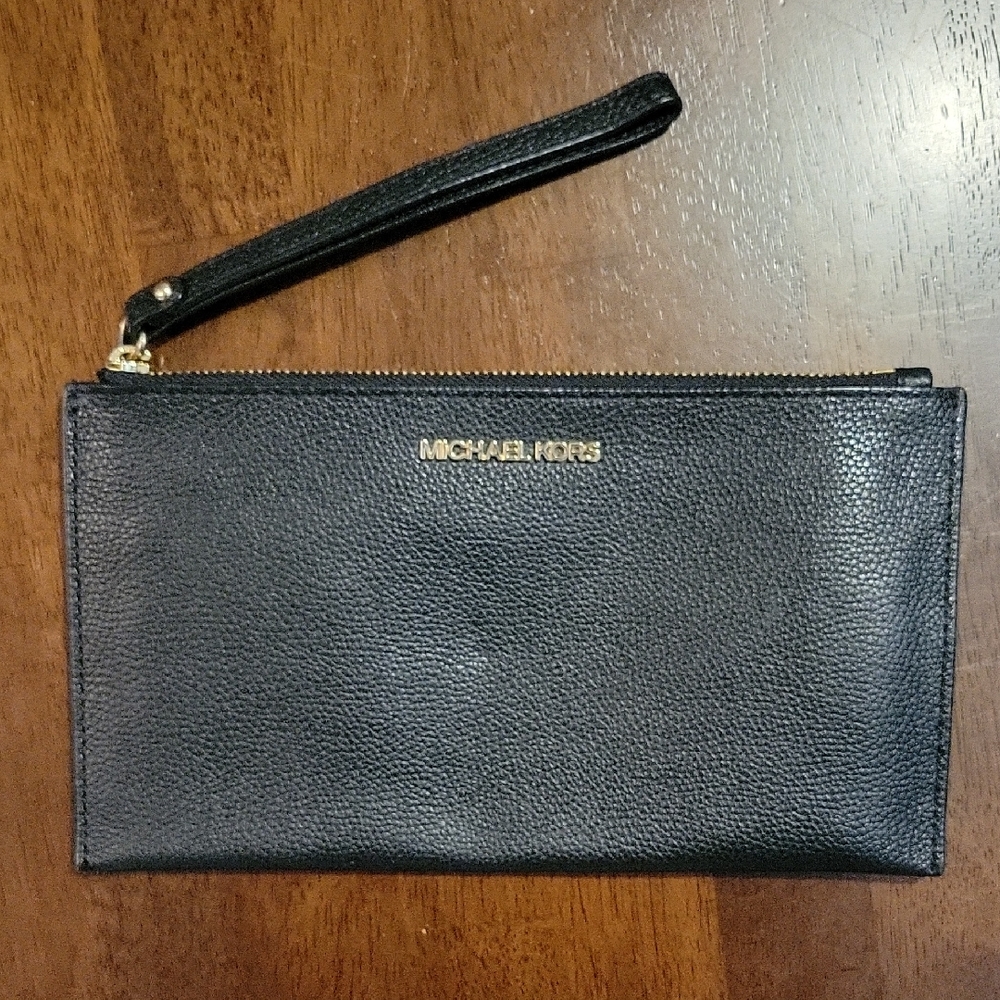 Michael Kors Black Leather Wristlet